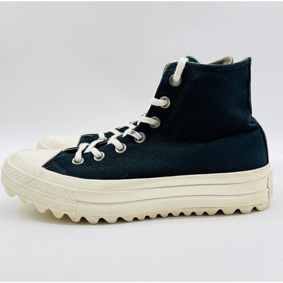 Converse Shoes Womens 8 Black High Top Sneakers Platform Canvas All Star Chucks - Picture 4 of 10